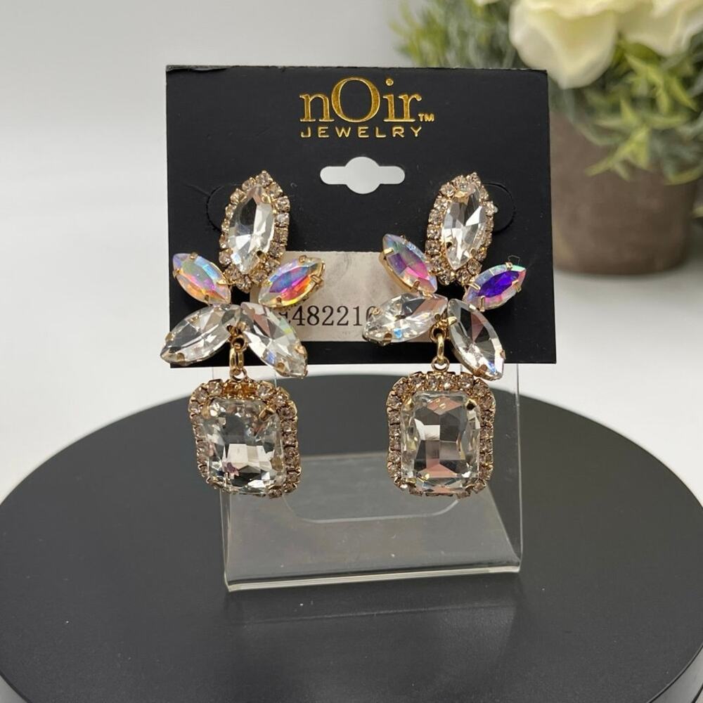Noir Jewelry Rhinestone Flower Bling Drop Dangle Statement Earrings‎ New